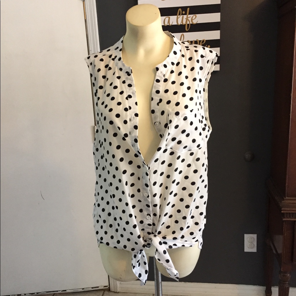 Pixley Tie Front Polka Dot Blouse Size S